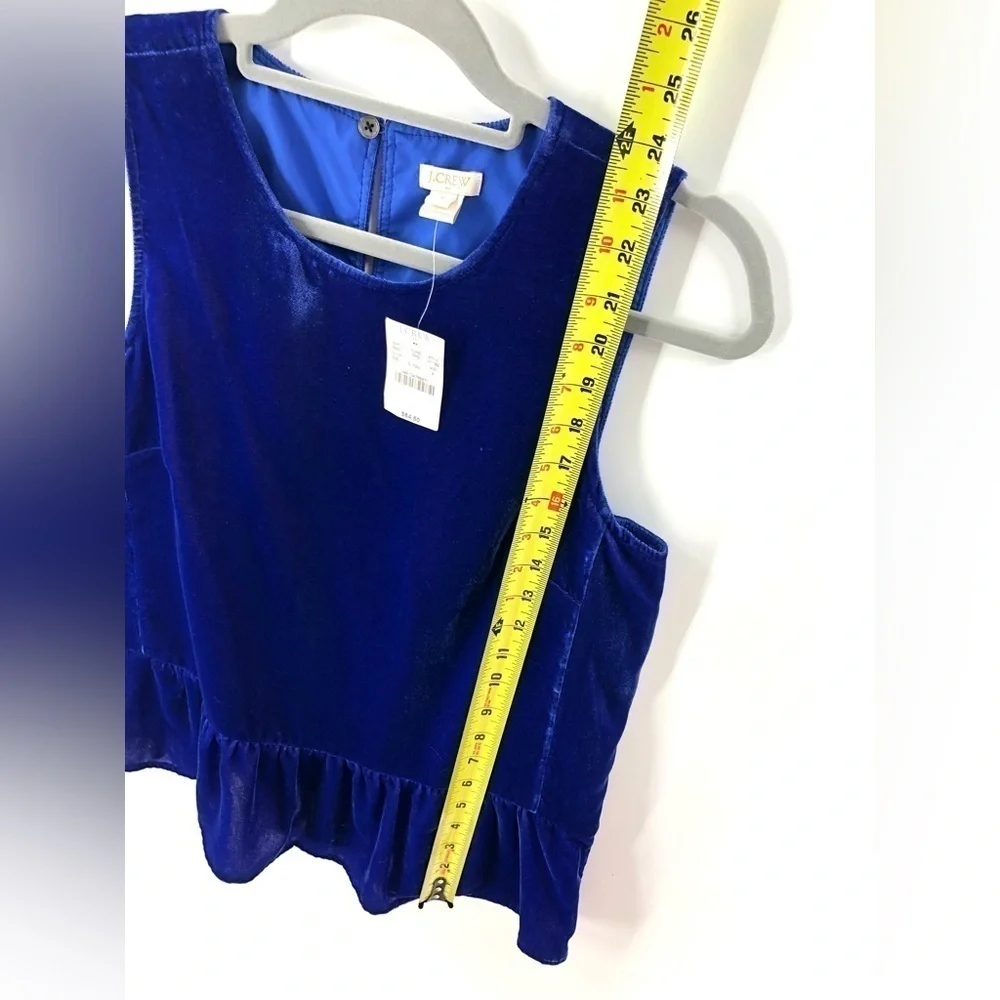 J Crew Drapey Velvet Top Womens 4 Velour Grunge Preppy Sapphire Jewel Tone NWT